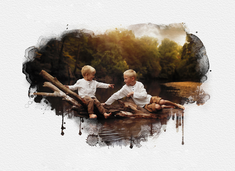 Děti hrající si na řece