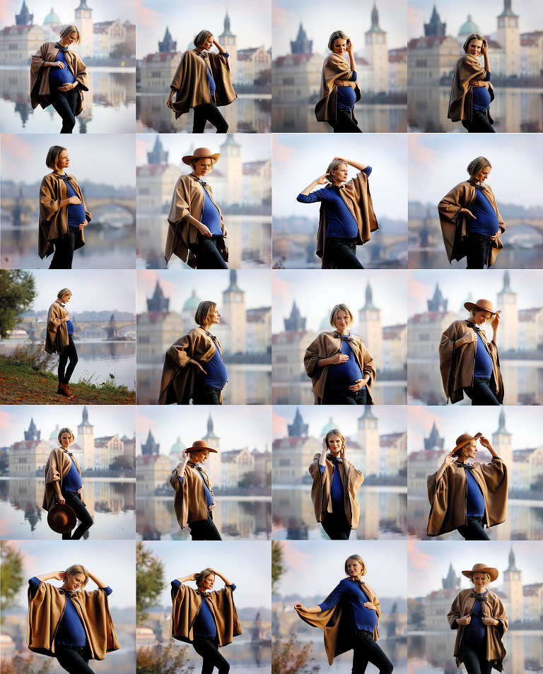 těhotenské focení - posing. Variace póz pro focení v těhotenství.