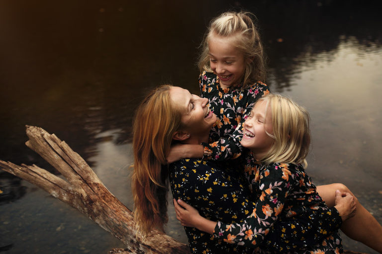 Dcerky s maminkou při focení